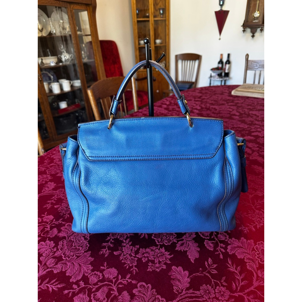 MCM Blue Pebbled Leather Two-Way Bag w/COA - Picture 3 of 14
